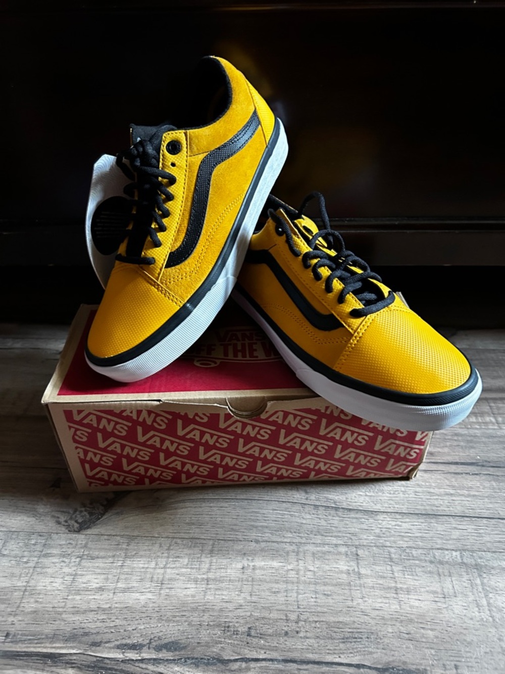 Vans Yellow and Black Old Skool Low Top Sneakers
